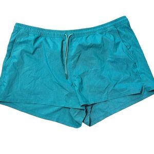 Athleta Marin 5" Board Shorts Women's‎ 3X Teal Green Pinstripe Beach Swim